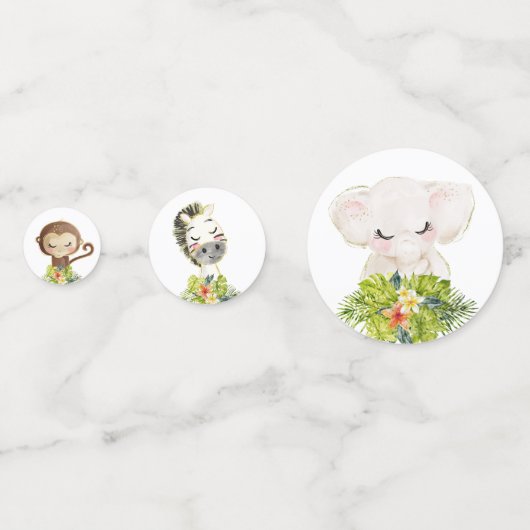 Safari Wild Zoo Baby Animals Baby shower Confetti (Voorkanten)