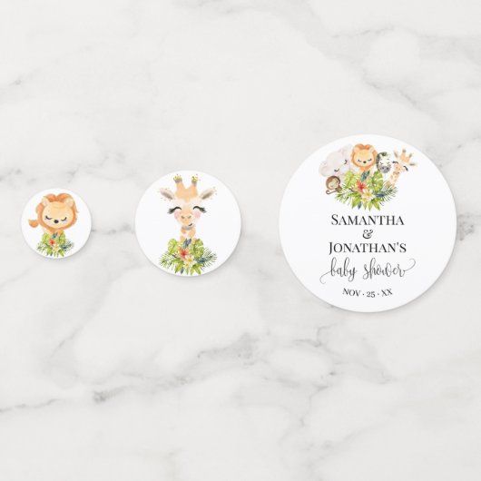 Safari Wild Zoo Baby Animals Baby shower Confetti (Achterkanten)
