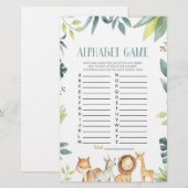 Safari Wild Zoo Dieren Alfabet Baby Shower Spel Briefpapier (Voorkant / Achterkant)
