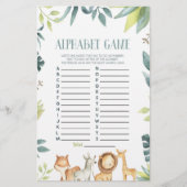 Safari Wild Zoo Dieren Alfabet Baby Shower Spel Briefpapier (Voorkant)