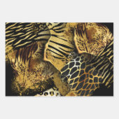 Safari Wilde dierdruk goud zwart-Afrikaanse print Inpakpapier Vel (Voorkant 3)