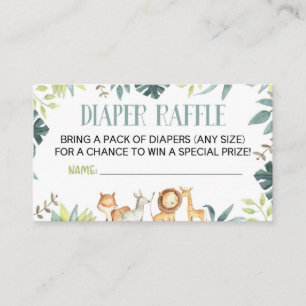 Safari Wilde Dieren Baby shower Luier Raffle Kaart