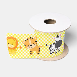 Safari Wilde Dieren en Gingham Satijnen Lint