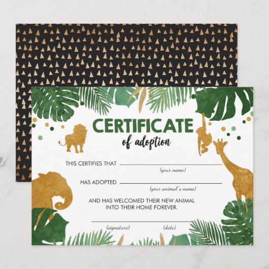 Safari Wilde Dieren Goedkeuringscertificaat Birthd Kaart (Voorkant / Achterkant)