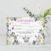 Safari Wilde Dieren Goedkeuringscertificaat Birthd Kaart (Staand voorkant)