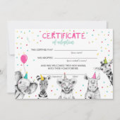 Safari Wilde Dieren Goedkeuringscertificaat Birthd Kaart (Voorkant)