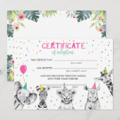 Safari Wilde Dieren Goedkeuringscertificaat Birthd Kaart (Voorkant / Achterkant)