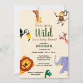 Safari Wilde Dieren Greenery Baby shower Kaart (Voorkant)