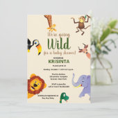 Safari Wilde Dieren Greenery Baby shower Kaart (Staand voorkant)