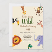 Safari wilde dieren groen 1e verjaardag kaart (Voorkant)