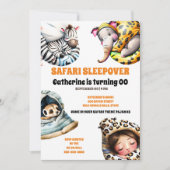 Safari wilde dieren sleepover sluimerende pyjama p kaart (Voorkant)
