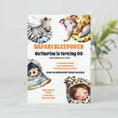 Safari wilde dieren sleepover sluimerende pyjama p kaart (Staand voorkant)