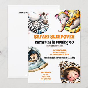 Safari wilde dieren sleepover sluimerende pyjama p kaart