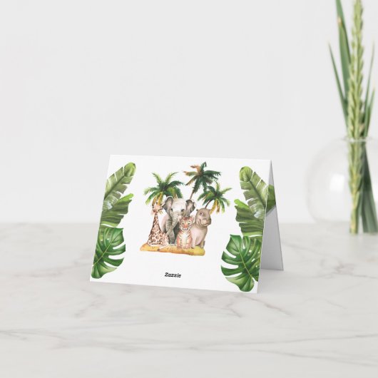 Safari Wilde Dieren Tropisch Baby shower Bedankkaart (Achterkant)