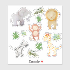Safari Wilde Dieren Tropische Bladeren Sticker