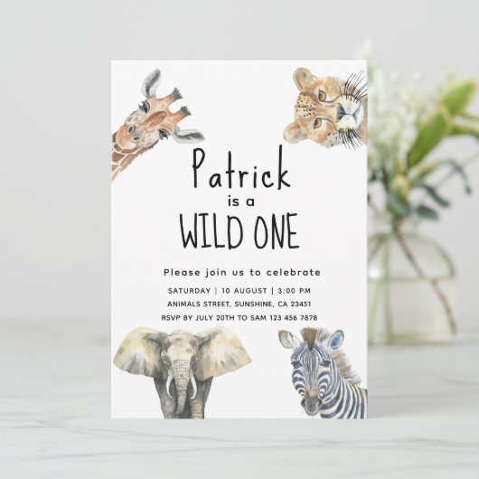 Safari Wilde Dieren Verjaardag Kaart (Staand voorkant)