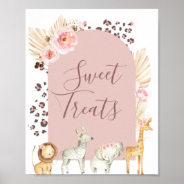 Safari Wilde Dieren waterverf Sweet Behandelbord Poster