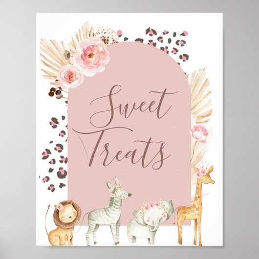 Safari Wilde Dieren waterverf Sweet Behandelbord Poster (Voorkant)