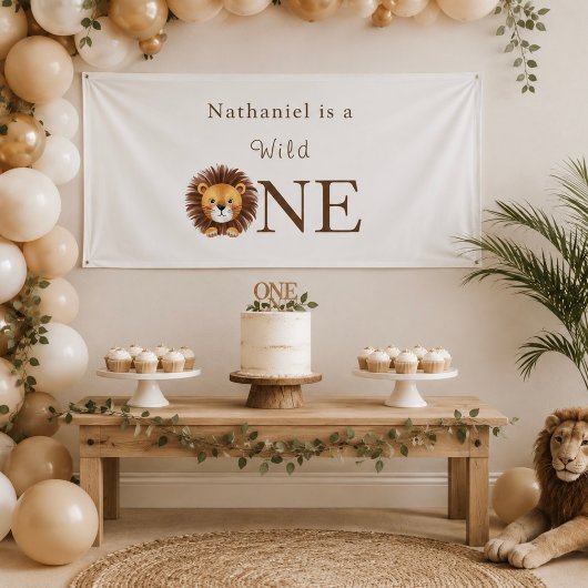 Safari wilde eerste verjaardag  spandoek
