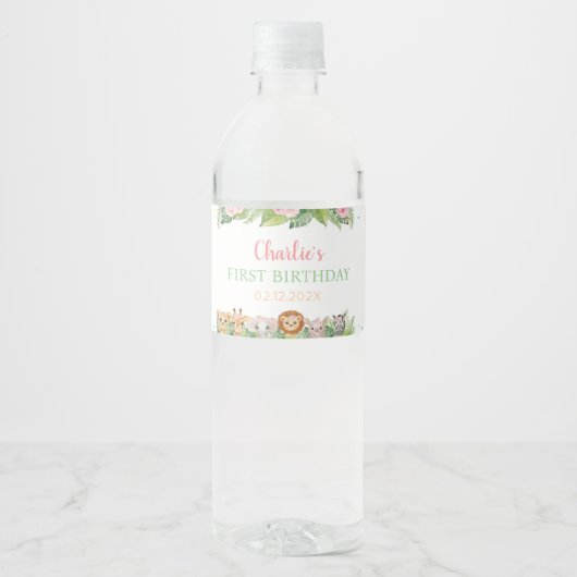 Safari Wilde Etiket op één dag waterflesje (Voorkant)