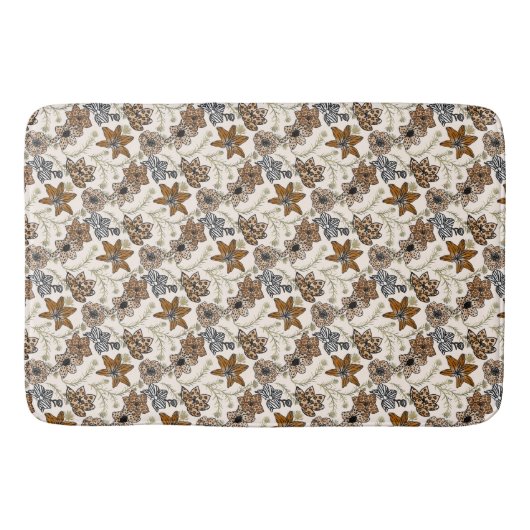 Safari Wildflowers - Moderne dierenprint Badmat (Voorkant)