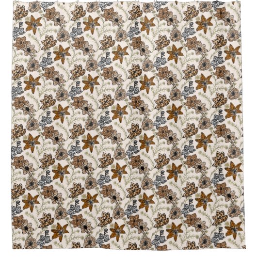 Safari Wildflowers - Moderne dierenprint Douchegordijn (Voorkant)