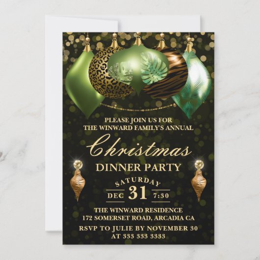 Safari Wildlife 2 Baubles kerstfeest Kaart (Voorkant)