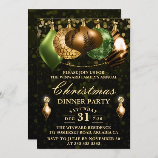 Safari Wildlife Baubles kerstfeest Kaart (Voorkant / Achterkant)