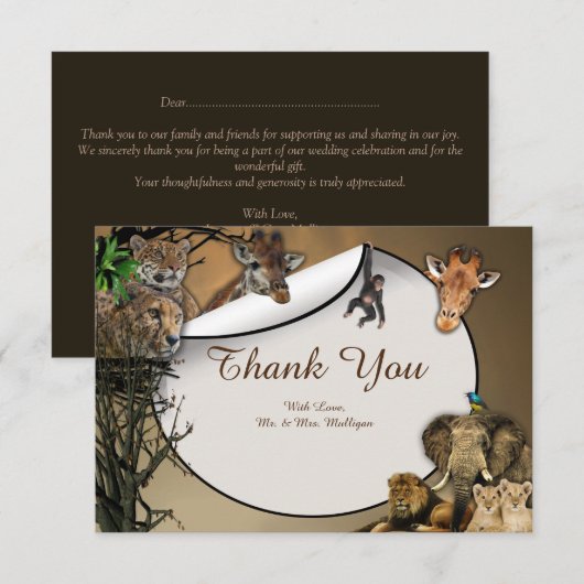 Safari Wildlife bedankkaart (Voorkant / Achterkant)