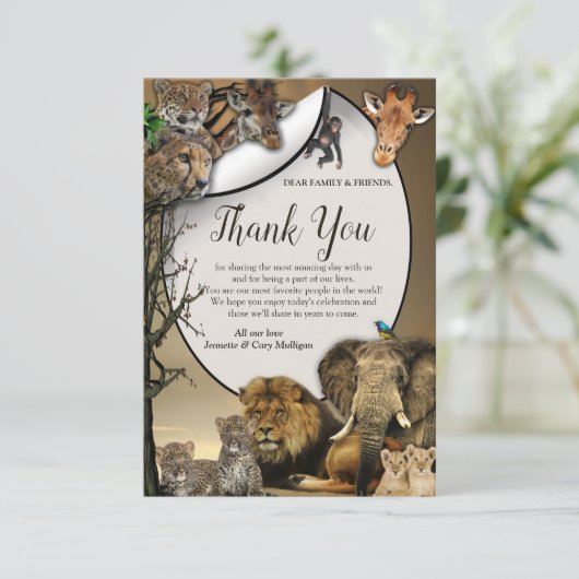 Safari Wildlife bedankkaart RSVP Kaartje (Staand voorkant)