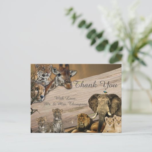 Safari Wildlife Bedankt Aankondigingskaart (Staand voorkant)