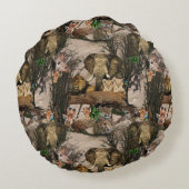 Safari Wildlife Destination Herhaal patroon Rond Kussen (Achterkant)