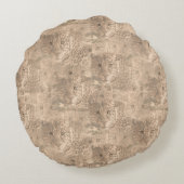 Safari Wildlife Destination Herhaling Pattern Roun Rond Kussen (Achterkant)