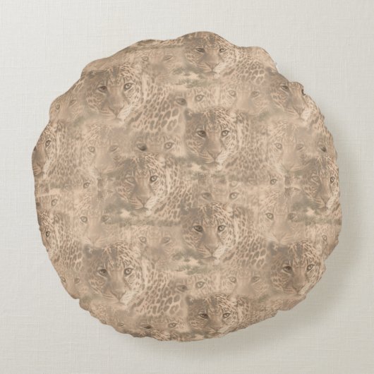 Safari Wildlife Destination Herhaling Pattern Roun Rond Kussen (Achterkant)