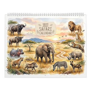 Safari-wildlife geoptimaliseerd voor twee pagina's kalender