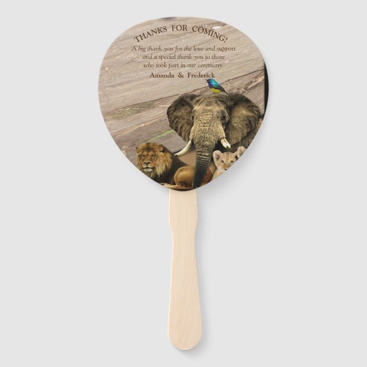 Safari Wildlife Outdoor Bruiloft Hand Fans Handwaaier (Achterkant)