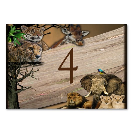 Safari Wildlife Outdoor Bruiloft Tafelkaarten Kaart (Voorkant)