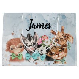 Safari wildone baby name oerwoud animals Gift Bag Groot Cadeauzakje