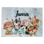 Safari wildone baby name oerwoud animals Gift Bag Groot Cadeauzakje (Achterkant)