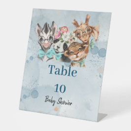Safari wildone baby shower blue Pedestal Sign Reclamebord Met Voetstuk