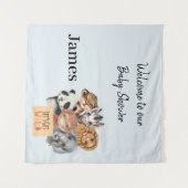 Safari wildone baby shower blue wandkleed (Voorkant (horizontaal))