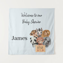 Safari wildone baby shower blue wandkleed