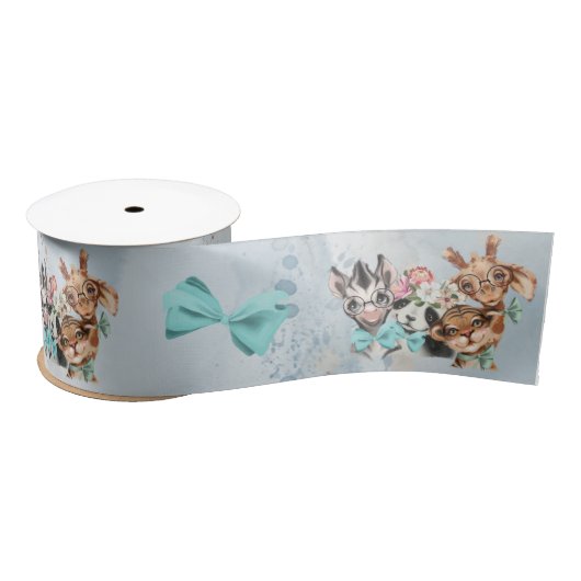 Safari wildone baby shower Junlge Ribbon Satijnen Lint (Spoel)