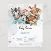 Safari wildone baby shower nodigBlue (Voorkant)