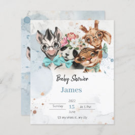 Safari wildone baby shower nodigBlue