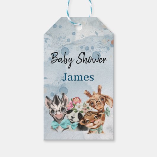 Safari wildone baby shower nodigBlue Cadeaulabel (Voorkant)