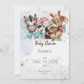 Safari wildone baby shower nodigBlue Kaart (Voorkant)