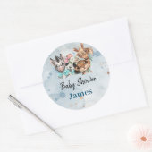 Safari wildone baby shower nodigBlue Ronde Sticker (Envelop)