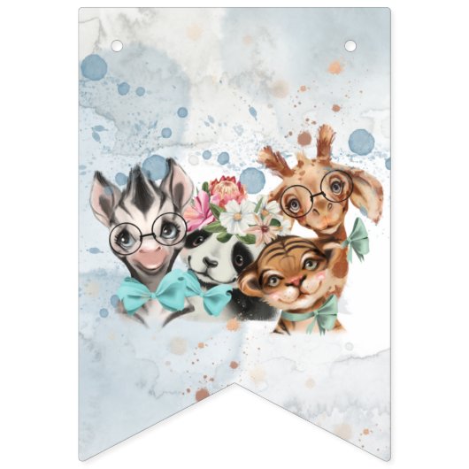 Safari wildone baby shower nodigBlue Vlaggetjes (Tweede vlag)