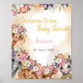 Safari wildone baby shower roze and gold poster (Voorkant)